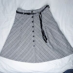 Nygard Black and White Plaid Women's A-line, Button Front Skirt